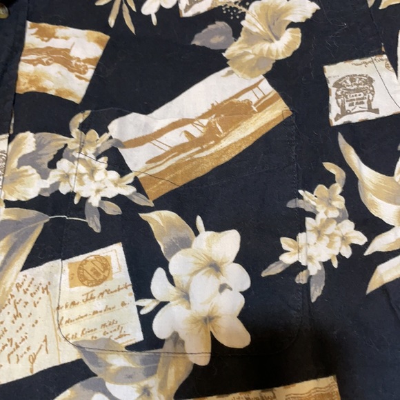 Royal Palm Men’s XL (46/48) Short Sleeve Cotton Black Tan Hawaiian Print Shirt - Picture 4 of 11